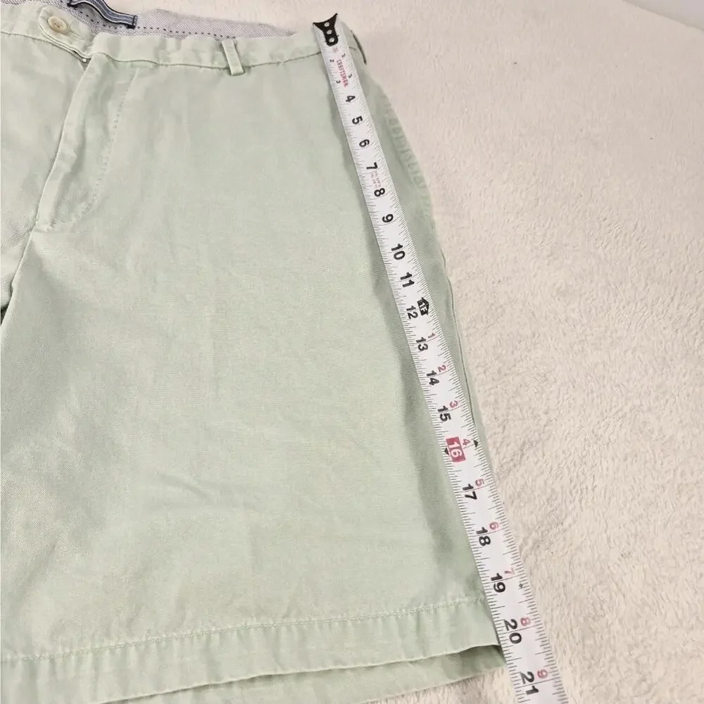 Peter Millar Men's Flat Front Chino Shorts Size 36, Green, Pima Cotton